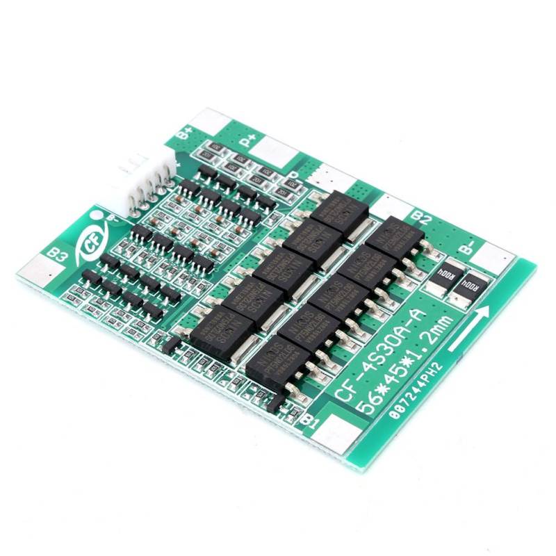 GZYF BMS-Modul 56 * 45 * 1,2 mm 4S 30A 14,8 V Lithiumbatterie PCB-Schutzplatine 18650 Li-Ionen-Zellbalance Grün von GZYF