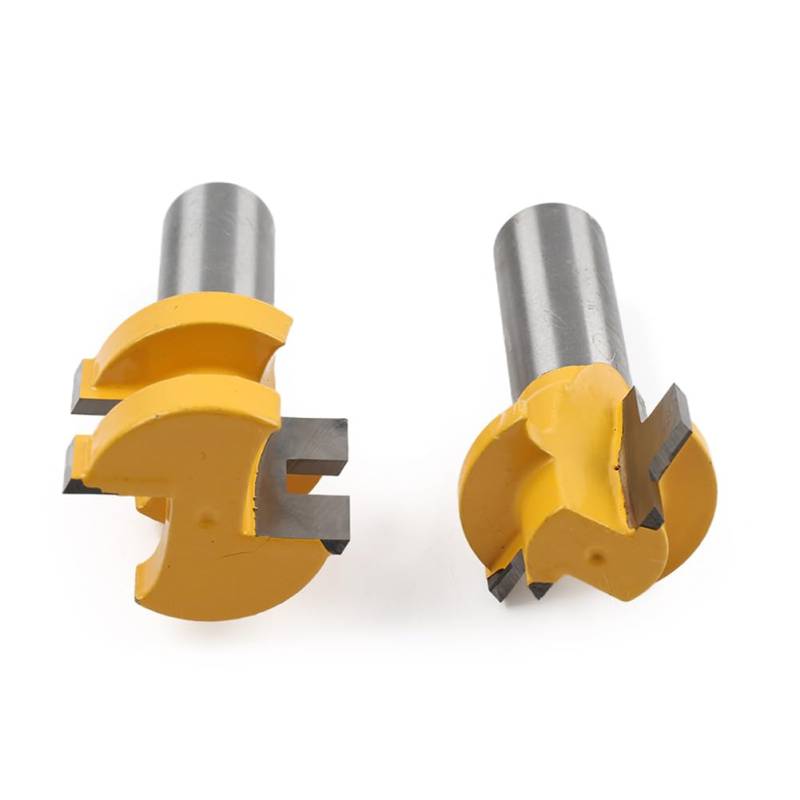 GZYF Fräsen T Form Nut und Zunge Router Bit Set Holzbearbeitung 1/2 "Schaft Cutter Werkzeug Hartmetall Gelb & Silber 2PCS von GZYF