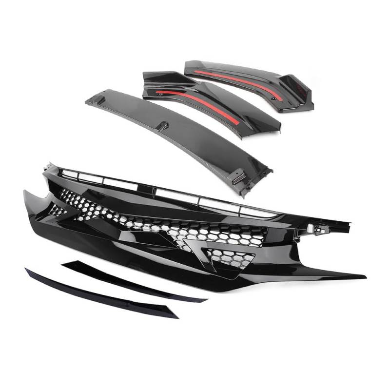 GZYF Frontgrill + Spoilerlippe Schwarz ABS Für Civic Alle Modelle 16-2018 Auto von GZYF