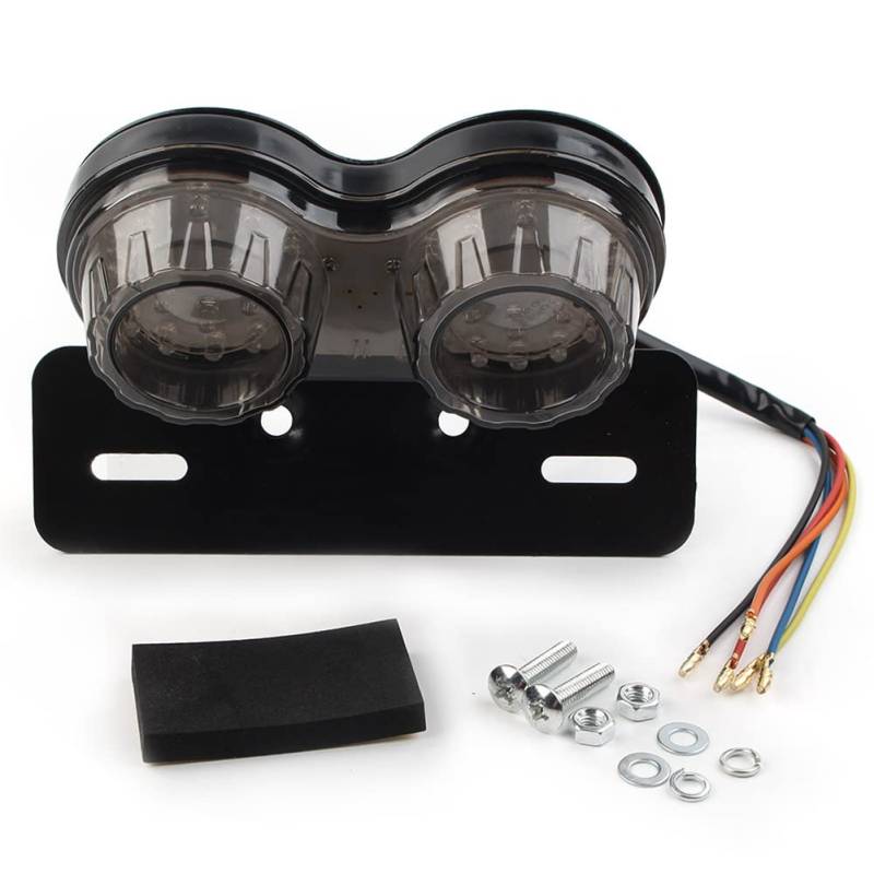 GZYF Kennzeichenhalter Bremsleuchte Rücklicht Dual Blinker Hellbraun ABS Für Universal Für Bobber Cafe Chopper Racer Motorrad von GZYF