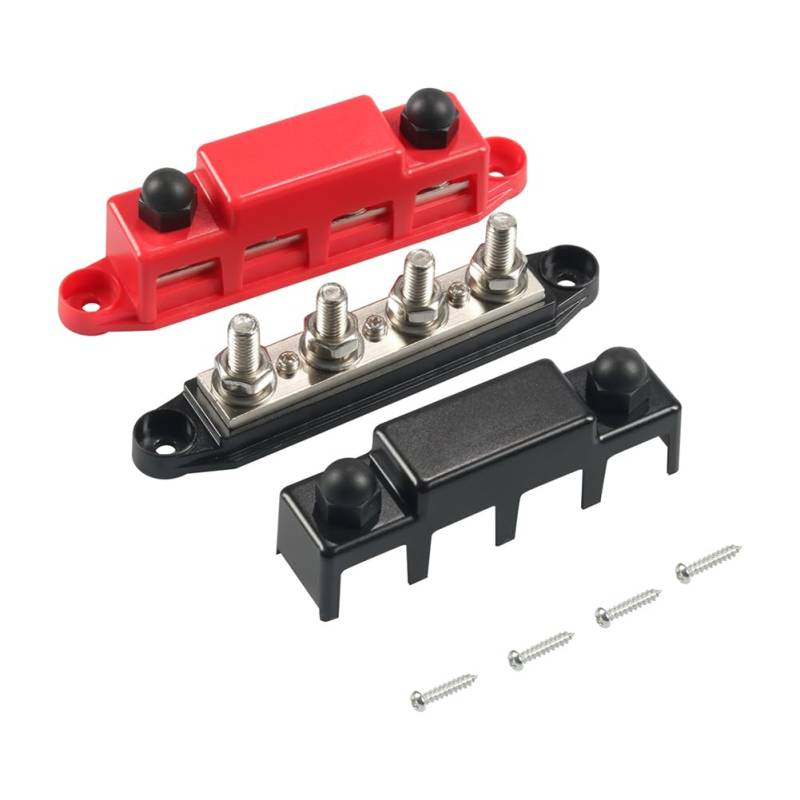 GZYF M10 Marine Sammelschiene Stromverteilerblock Klemme 4 Pfosten Anschluss Mit Abdeckung 1 Paar Für Lkw, Wohnmobile, Boote, Anhänger, Caravan, Yacht PC Rot + Schwarz von GZYF