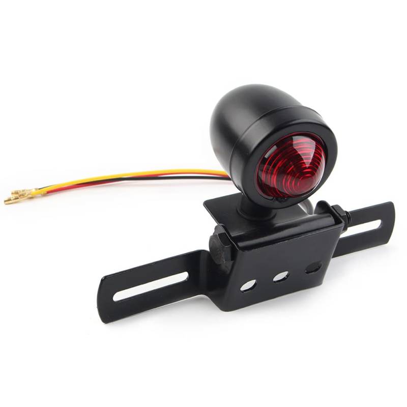 GZYF Motorrad Kennzeichenhalter Kennzeichenleuchte Bremsleuchte Rücklicht Für Universal Street Bike Scooter Chopper Cruiser ABS Schwarz von GZYF