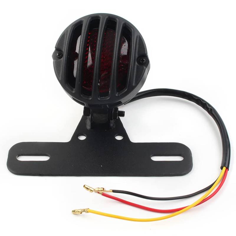 GZYF Seitliche Halterung Grill Rücklicht Kennzeichenhalter Bremslicht ABS Schwarz Motorrad Für Universal Für Chopper Bobber Cafe Race von GZYF
