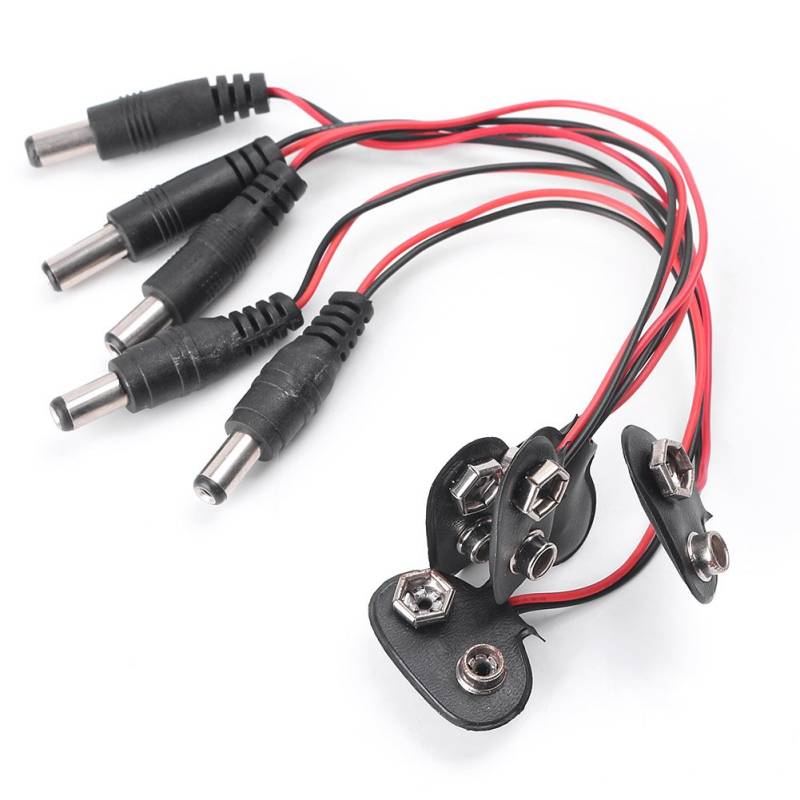GZYF T Typ Batterie Schnalle Kabel Barrel Jack Stecker Power Clip DIY Schwarz 5Pcs DC 9V von GZYF