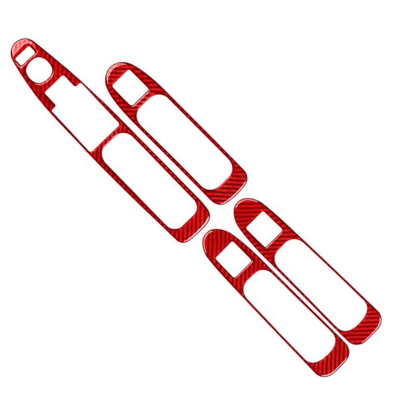 GZYF Tür Fensterheber Knopf Panel Trim Abdeckung Schalter Aufkleber LHD Rot ABS Für Impala 00-05 4Pcs von GZYF