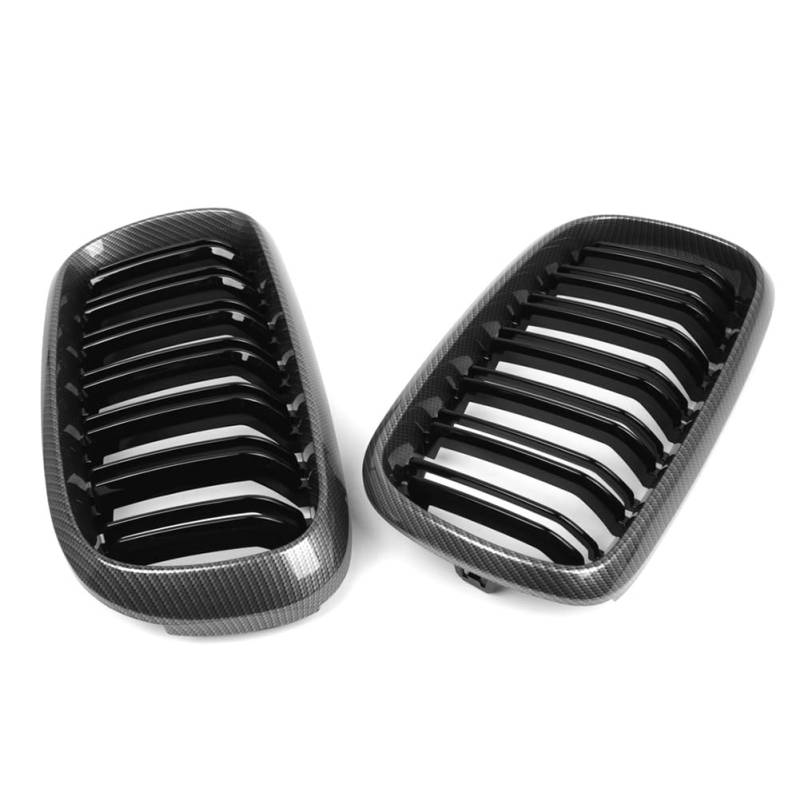 GZYF Vorne Doppel Linie Stoßstange Niere Mitte Haube Kühlergrill Grill ABS Glänzend Schwarz Auto Für X5 F15 2013-2021 X6 F16 2014-2021 von GZYF