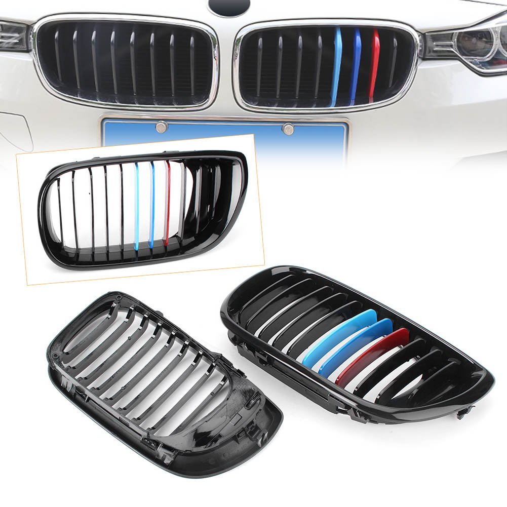 GZYF vorne Kühlergrill Nieren Frontgrill Racing Grill für E46 Touring, E46 Limousine 4-türer 2002–2006 Facelift schwarz glänzend von GZYF