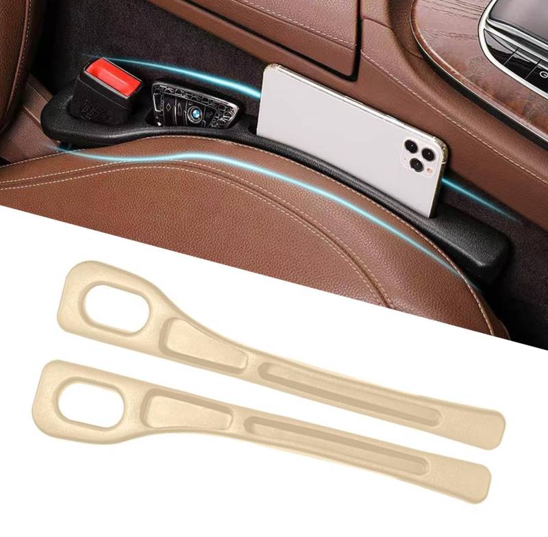 2 Stück Aufbewahrungsbox für Autositzlücken, 2025 Autositz-Lückenfüller, Autositz Gap Organizer Storage Box, Universal Autositz Lückenfüller Autositz Organizer (Beige) von Gahwa