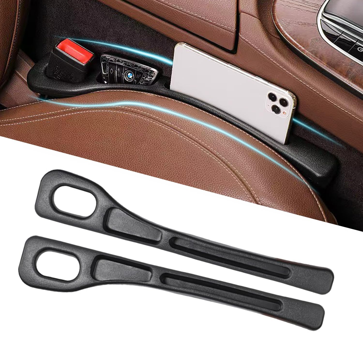 2 Stück Autositz Spaltfüller, Autositz Lückenfülle, Upgrade Aufbewahrungsbox für Autositzlücken, Aut-ositz Gap Organizer Storage Box, Aut-ositz Spaltfüller, Car Seat Gap Fille (Schwarz) von Gahwa