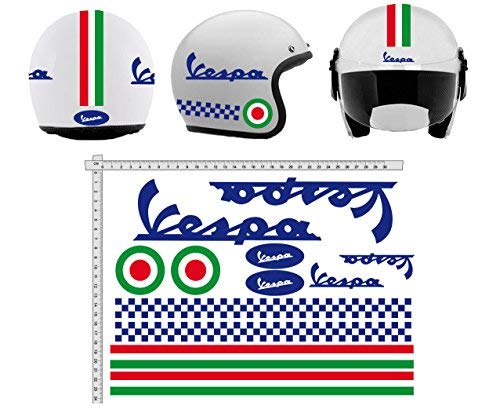 GamesMonkey Aufkleber Helmet Casco Kit Vespa BLU BLAU Italia Helm Viny Polished von GamesMonkey