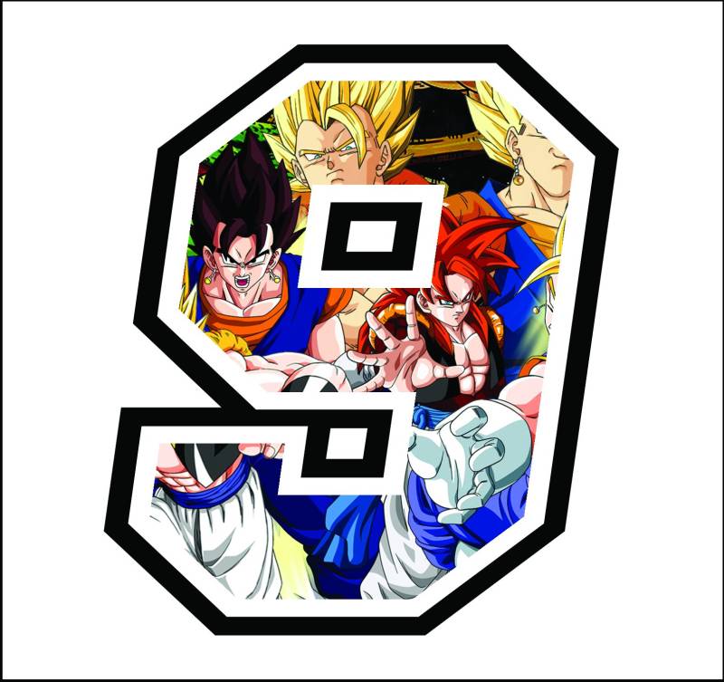 Aufkleber Zahl ANZANL NUMBERO 9 RENNEN 12 cm ZENTIMETERN -DRAGONBALL GOKU VEGETA GOHAN GOGETA TRUNKS- cross spur auto moto stickers von GamesMonkey