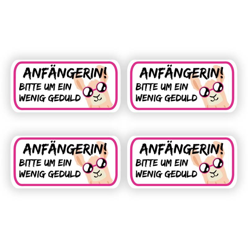 GamesMonkey® - 4 Anfänger-Aufkleber (20 x 10 cm) für Fahranfänger – Auto-Anfänger-Aufkleber – Führerschein-Geschenk – Anfänger-Aufkleber für die Fahrschule (1049-V4) von GamesMonkey
