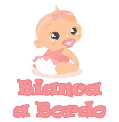 GamesMonkey Aufkleber Baby-Mädchen an Bord - Weiß - Personalized Name 12 cm - Frauen - Stickers Auto Externe Vinyl Glossy von GamesMonkey