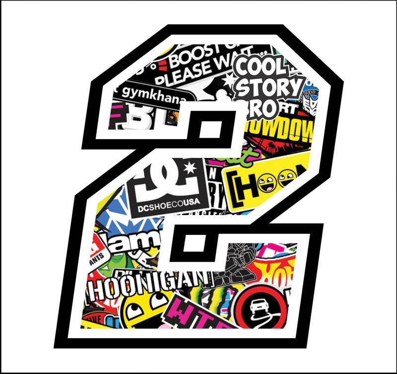 GamesMonkey Sticker Number 2 Race 12 cm - Sticker Bomb - Rennen Cross Track Auto Motorrad Aufkleber von GamesMonkey