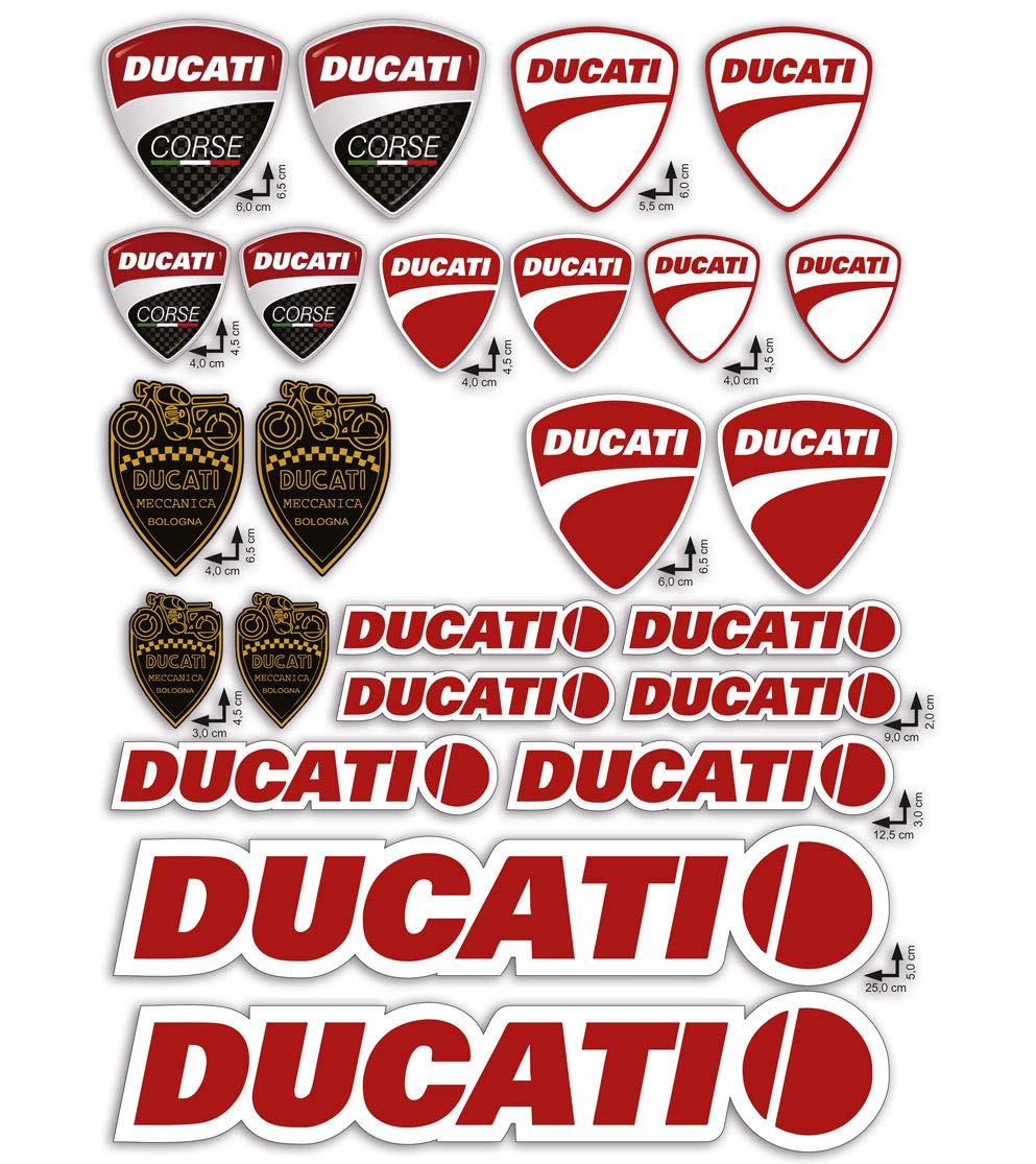 GamesMonkey KIT Sticker Aufkleber - KIT Ducati Corse Logo - gesamte Panel 24pcs BIETEN Roller Motorrad Motocross von GamesMonkey