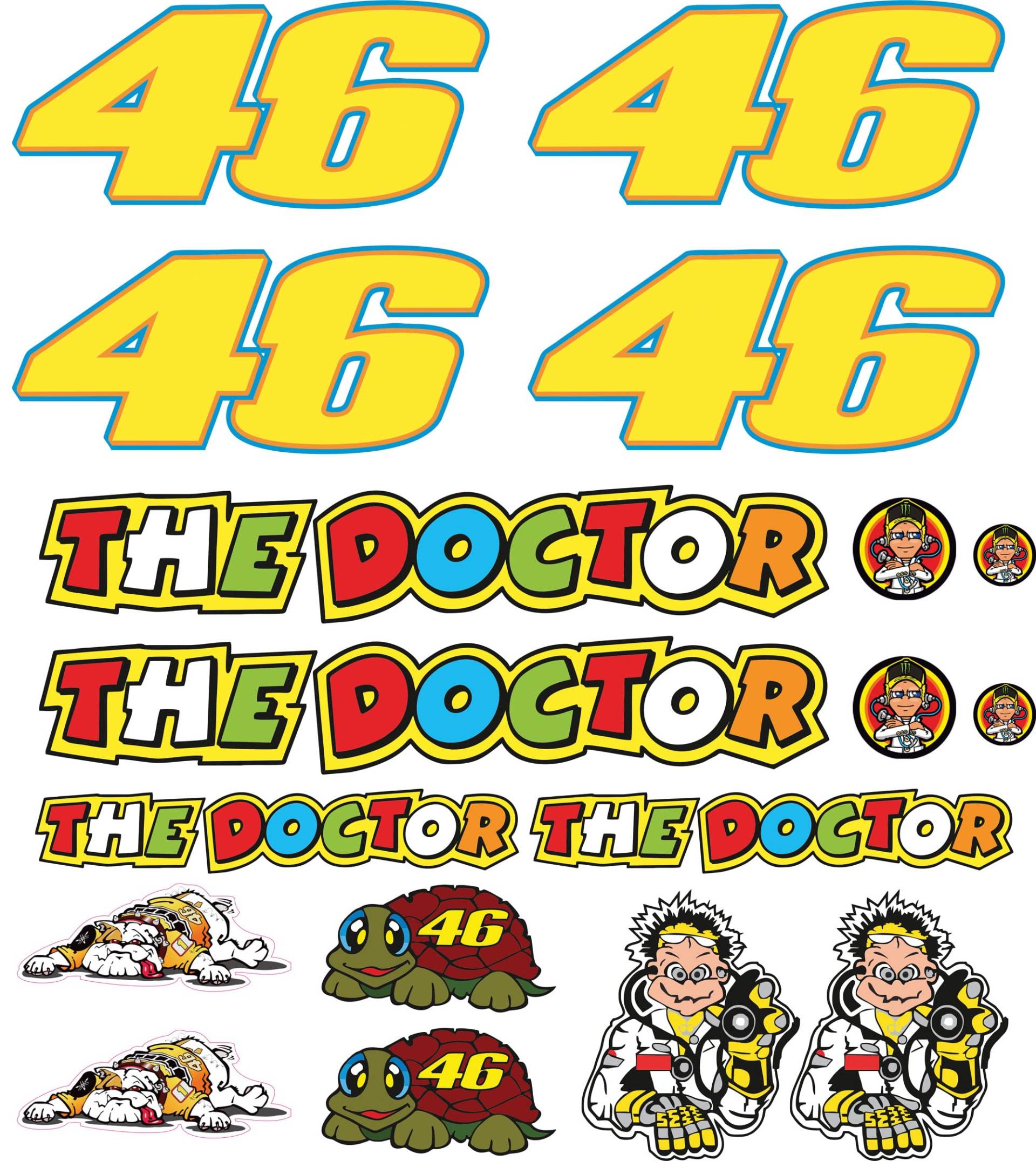 GamesMonkey KIT Sticker Aufkleber - Valentino Rossi The Doctor 46 Logo - gesamte Panel 10pcs BIETEN Roller Motorrad Motocross von GamesMonkey