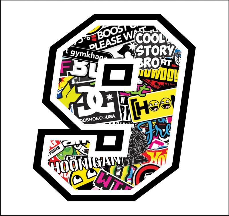 Sticker Number 9 Race 12 cm - Sticker Bomb - Rennen Cross Track Auto Motorrad Aufkleber von GamesMonkey
