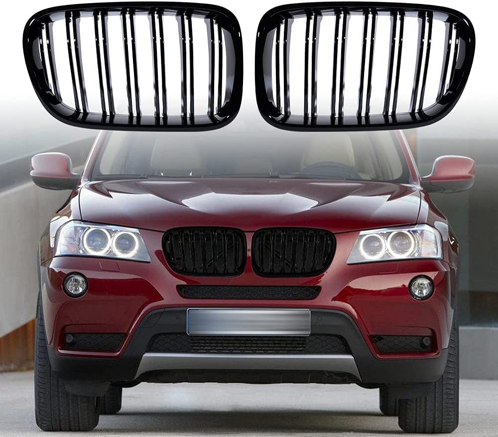 Gangying F25 Grilles, Front Nierengitter für BMW X Serie X3 X4 F25 F26 2010-2013 Abs Glossy Black Double Slat Grill von Gangying