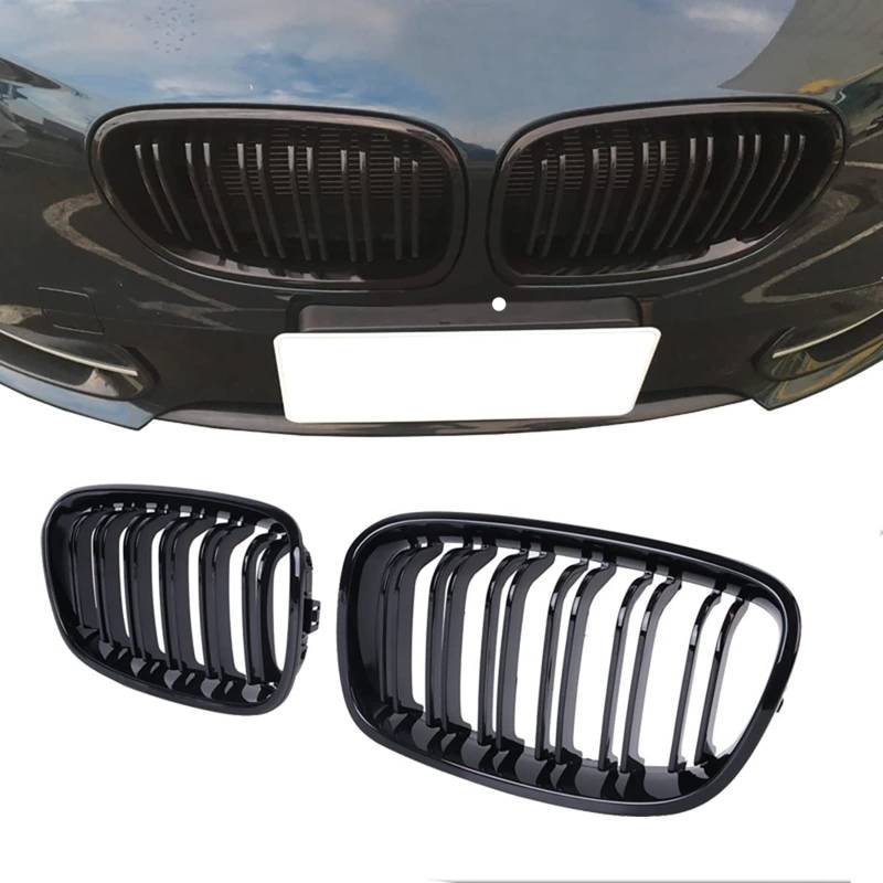 Gangying F20 Nieren Schwarz Kühlergrille Passend für BMW 1er F20 F21 Kühlergrille 114 116 118 120 125 M135 M140 Nieren Doppelsteg Grill Glanz Schwarz Kühlergrill Vorne 2011 2012 2013 2014 von Gangying