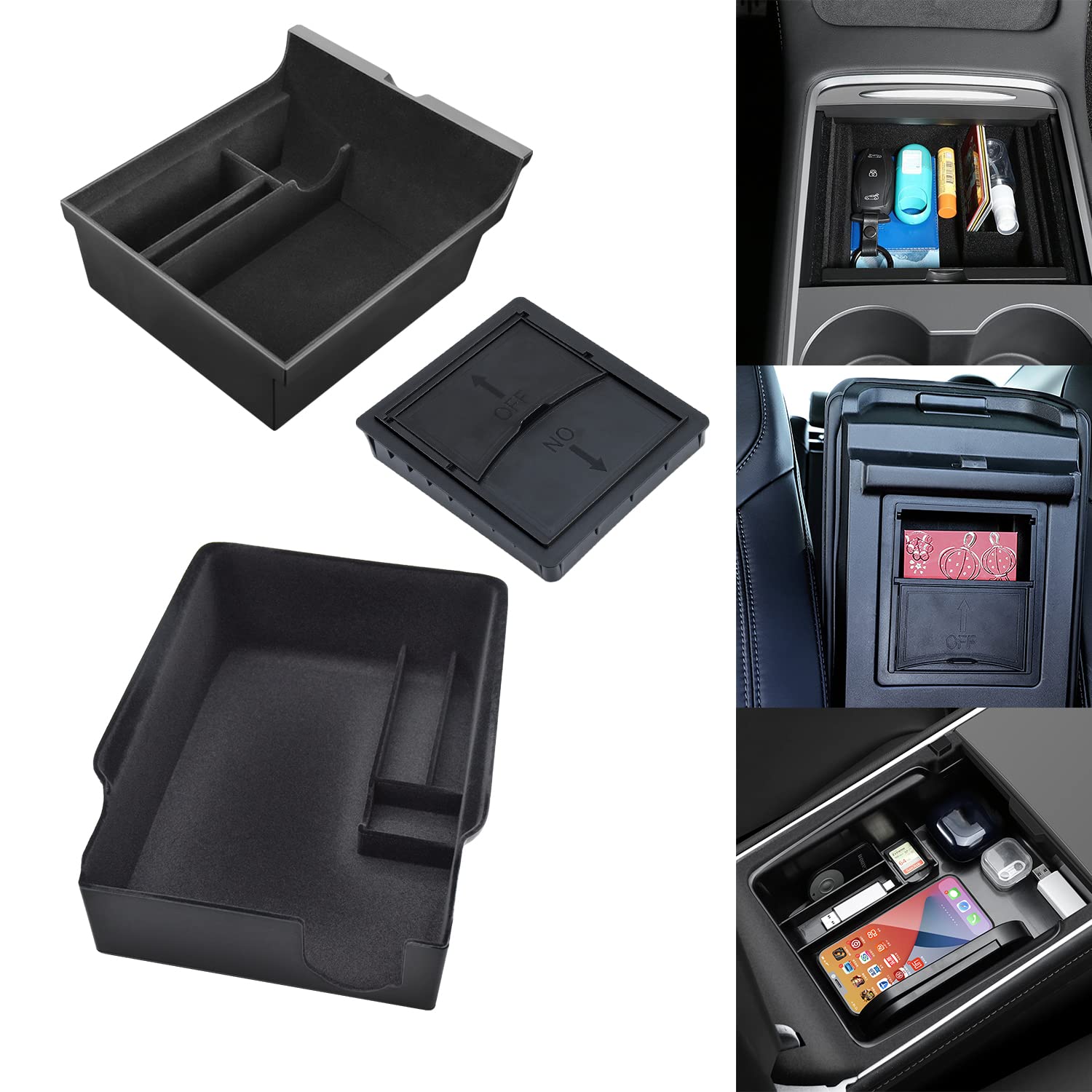 Ganluuree MittelkonsolenOrganizerTablett, 3 Stück für 2021 2022 Tesla Model 3 Modell Y Innenzubehör beflockte Mittelkonsole Organizer Armlehne versteckte Cubby Schublade Aufbewahrungsbox ABSMaterial Ganluuree MittelkonsolenOrganizerTablett, 3 Stück für 2021 2022 Tesla Model 3 Modell Y Innenzubehör beflockte Mittelkonsole Organizer Armlehne versteckte Cubby Schublade Aufbewahrungsbox ABSMaterial von Ganluuree