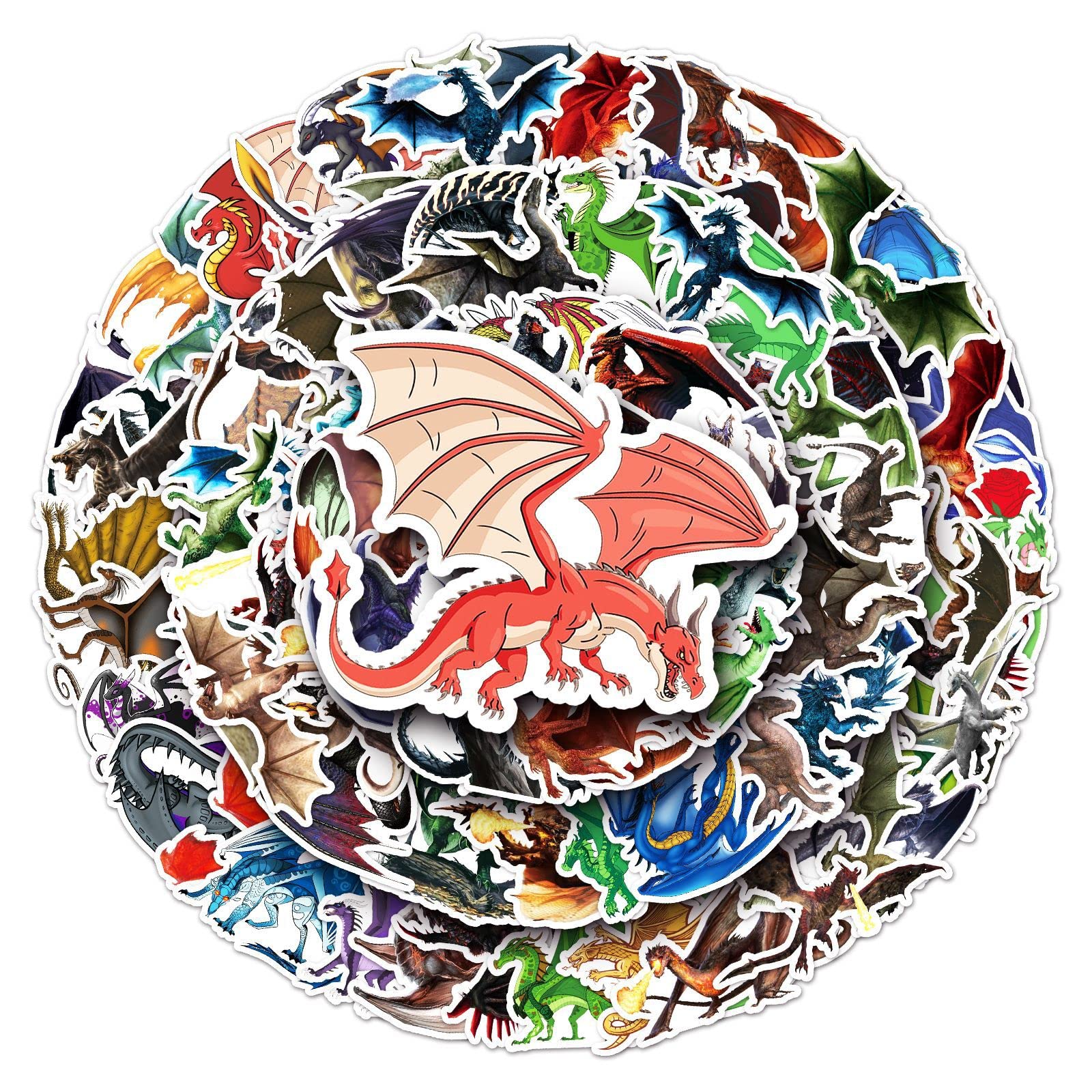 100 Stück Drache Wasserfeste Aufkleber Sticker Set Aufkleber für Kinder und Jugendliche Drachen Vinyl Aufkleber für Auto Laptop Skateboard Fahrrad Moped Motorrad Motorräder Gepäck Computer Koffer von Gaojiwanju