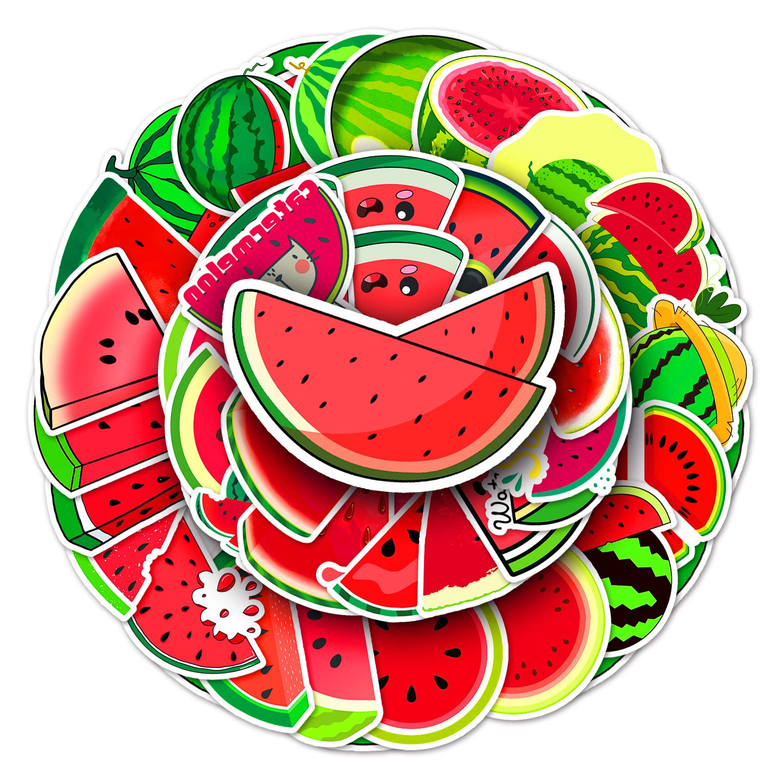 50 Stück Wassermelone Wasserfeste Aufkleber Sticker Set für Kinder Jugendliche Watermelon Vinyl Aufkleber für Auto Laptop Skateboard Fahrrad Moped Motorrad Motorräder Gepäck Computer Koffer von Gaojiwanju