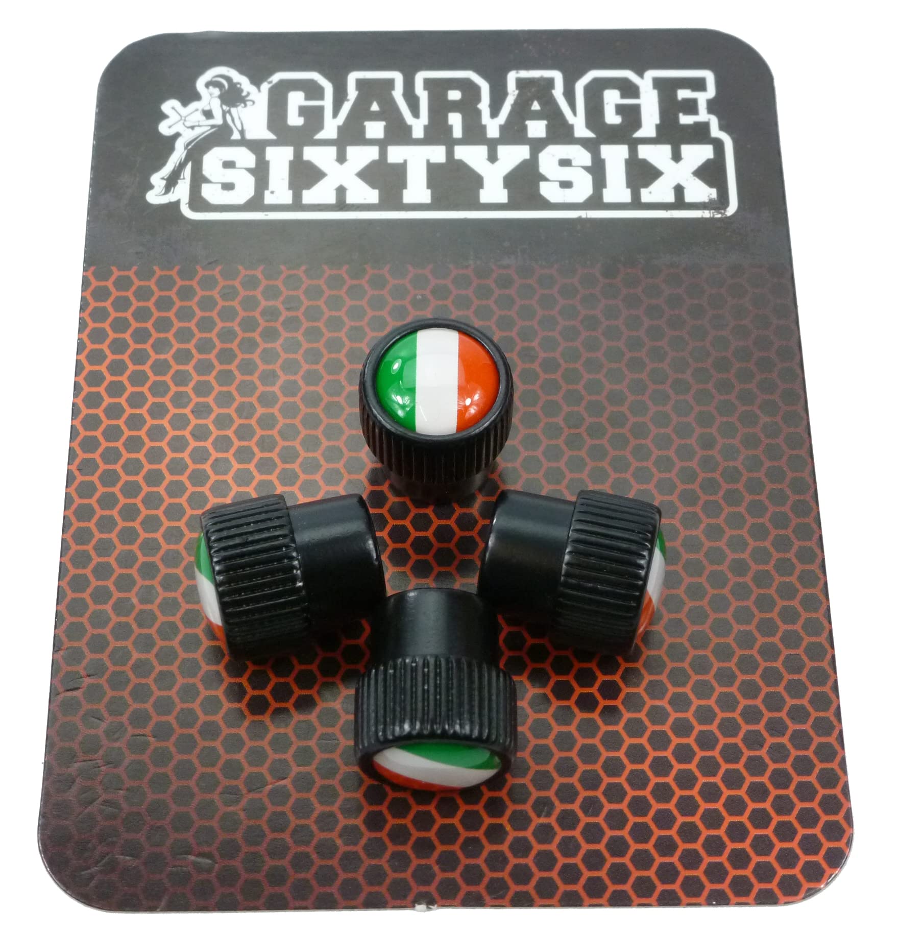4 Ventilkappen Modell Chicago SCHWARZ Motiv: Italien von Garage-SixtySix