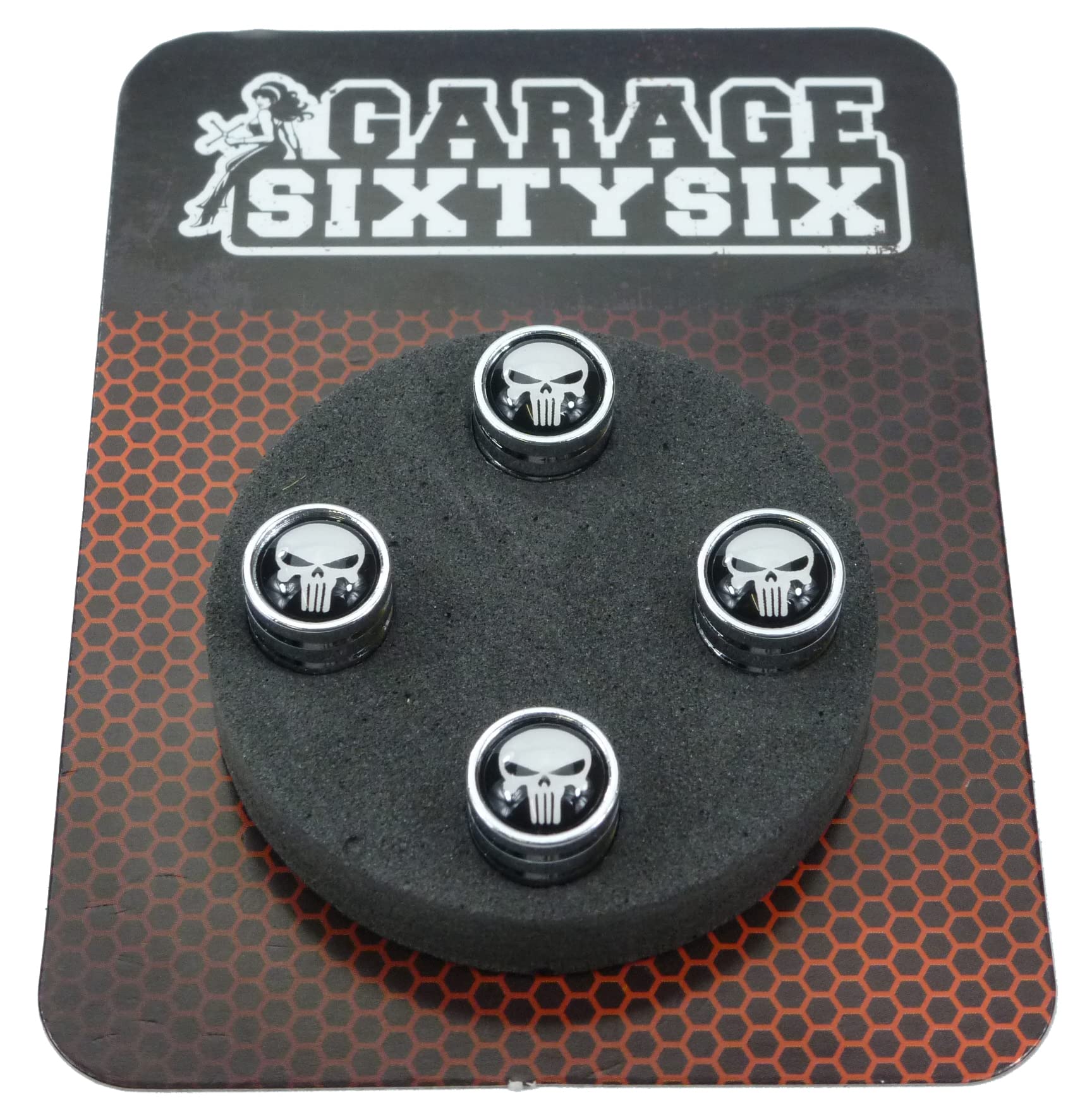 Garage-SixtySix 4 Ventilkappen Skull in Chrom/Modell: Detroit Garage-SixtySix 4 Ventilkappen Skull in Chrom/Modell: Detroit von Garage-SixtySix