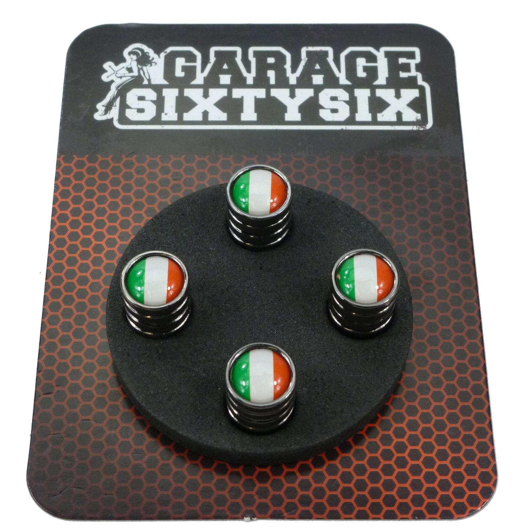 Garage-SixtySix 4 Ventilkappen Italien in Schwarzchrom/Modell: Detroit von Garage-SixtySix