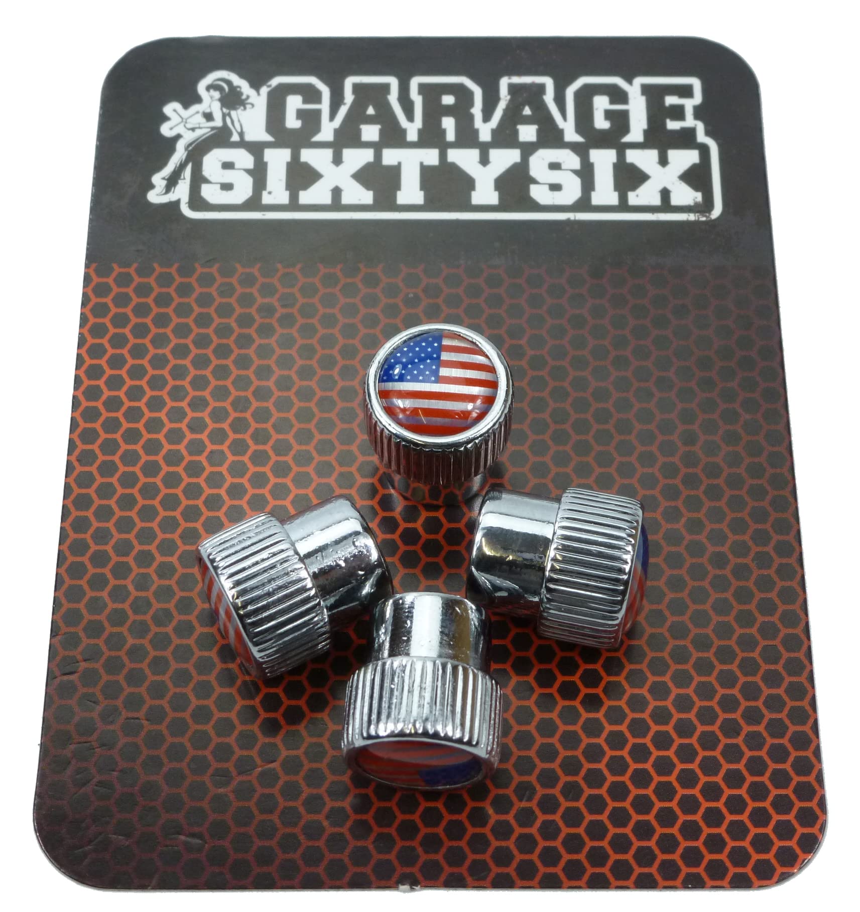 Garage-SixtySix 4 Ventilkappen Modell Chicago Motiv: USA Garage-SixtySix 4 Ventilkappen Modell Chicago Motiv: USA von Garage-SixtySix