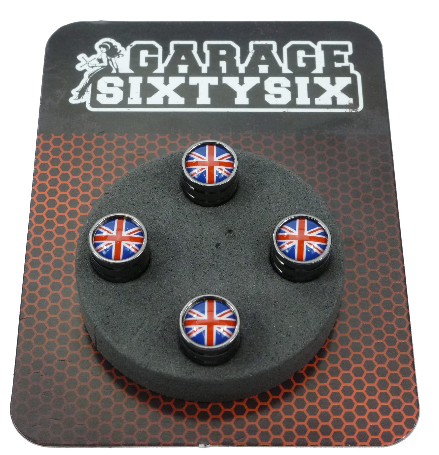 Garage-SixtySix 4 Ventilkappen UK in Schwarzchrom/Modell: Detroit von Garage-SixtySix
