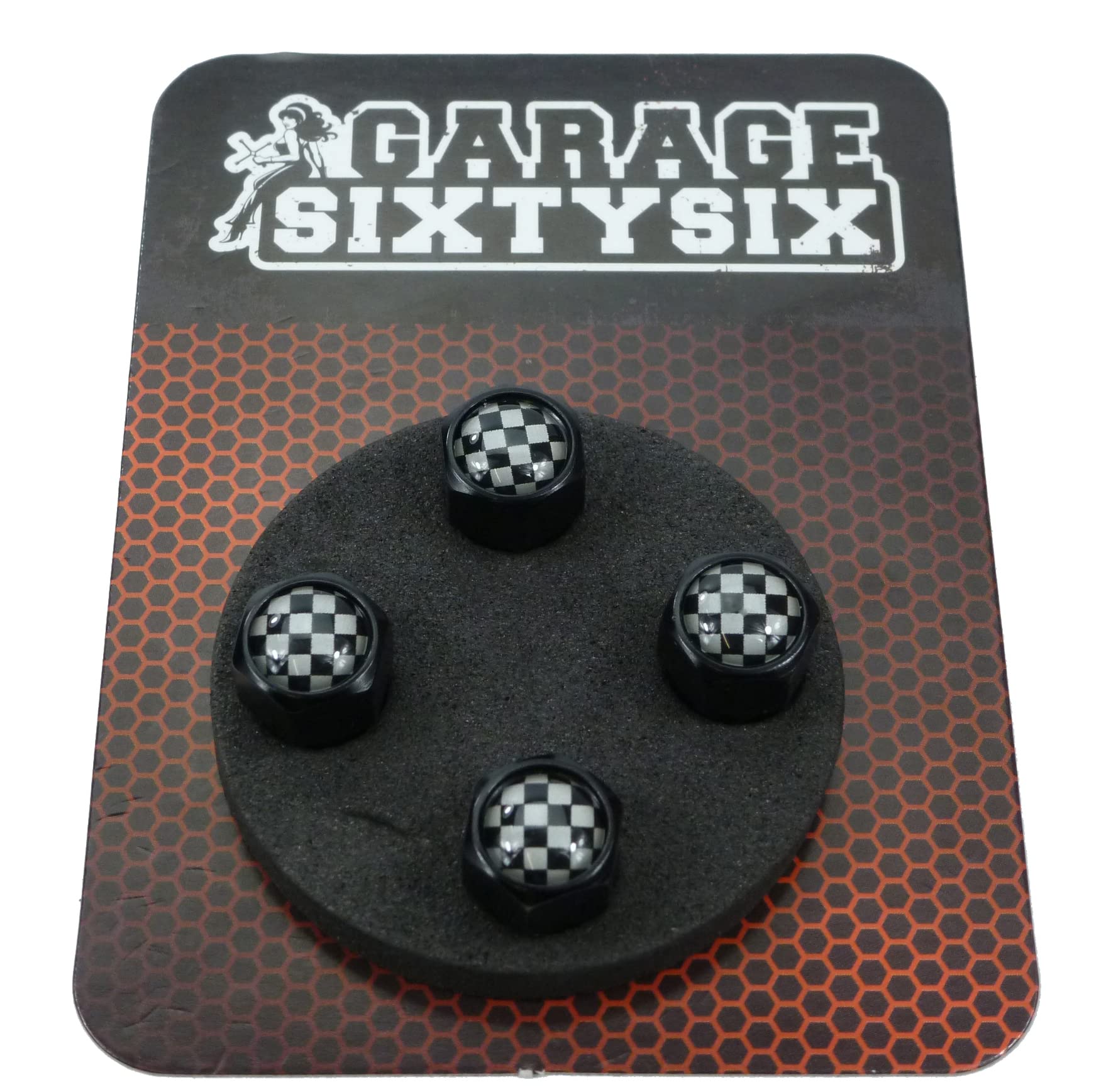 Garage-SixtySix Ventilkappen Checkered Flag / 4 Stück in schwarz/Modell: Pittsburg von Garage-SixtySix