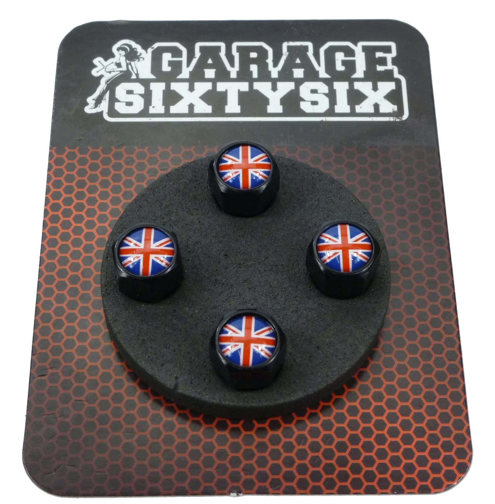 Garage-SixtySix Ventilkappen UK / 4 Stück in schwarz/Modell: Pittsburg von Garage-SixtySix