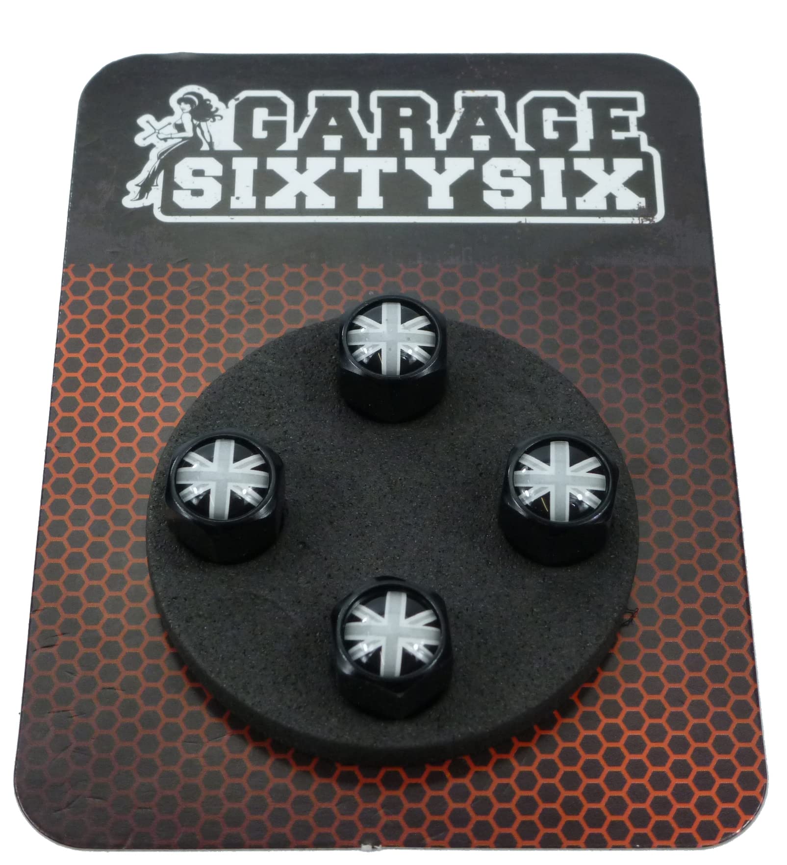 Garage-SixtySix Ventilkappen UK schwarz-weiß / 4 Stück in schwarz/Modell: Pittsburg von Garage-SixtySix