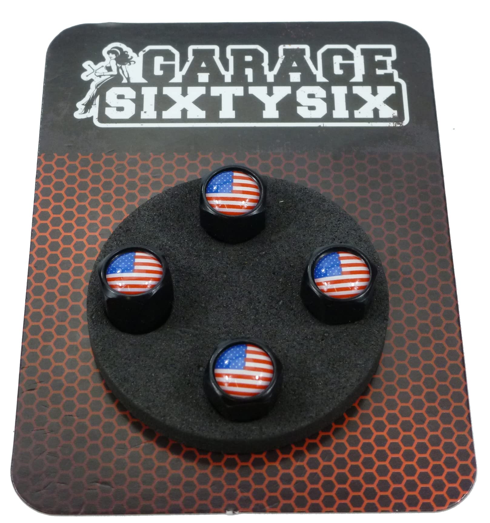 Garage-SixtySix Ventilkappen USA / 4 Stück in schwarz/Modell: Pittsburg von Garage-SixtySix