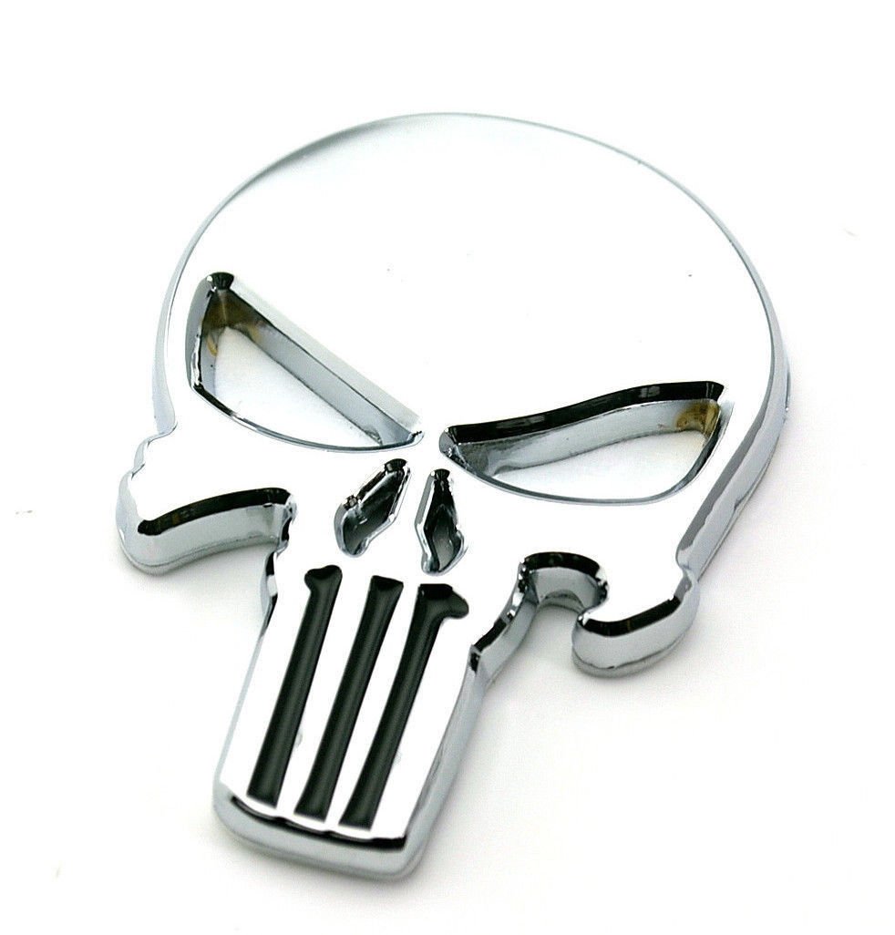 Garage-SixtySix Metall Emblem Aufkleber Punisher Chrom von Garage-SixtySix