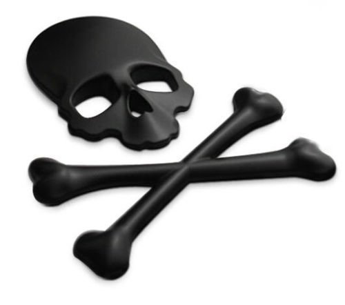 Garage-SixtySix Metall Emblem Aufkleber Skull with Bones/Totenkopf mit Knochen Schwarz von Garage-SixtySix