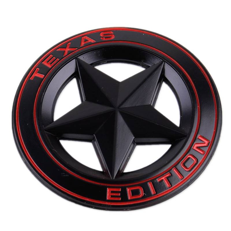 Garage-SixtySix Texas Edition Star Metall Emblem Aufkleber Schwarz (rot) von Garage-SixtySix