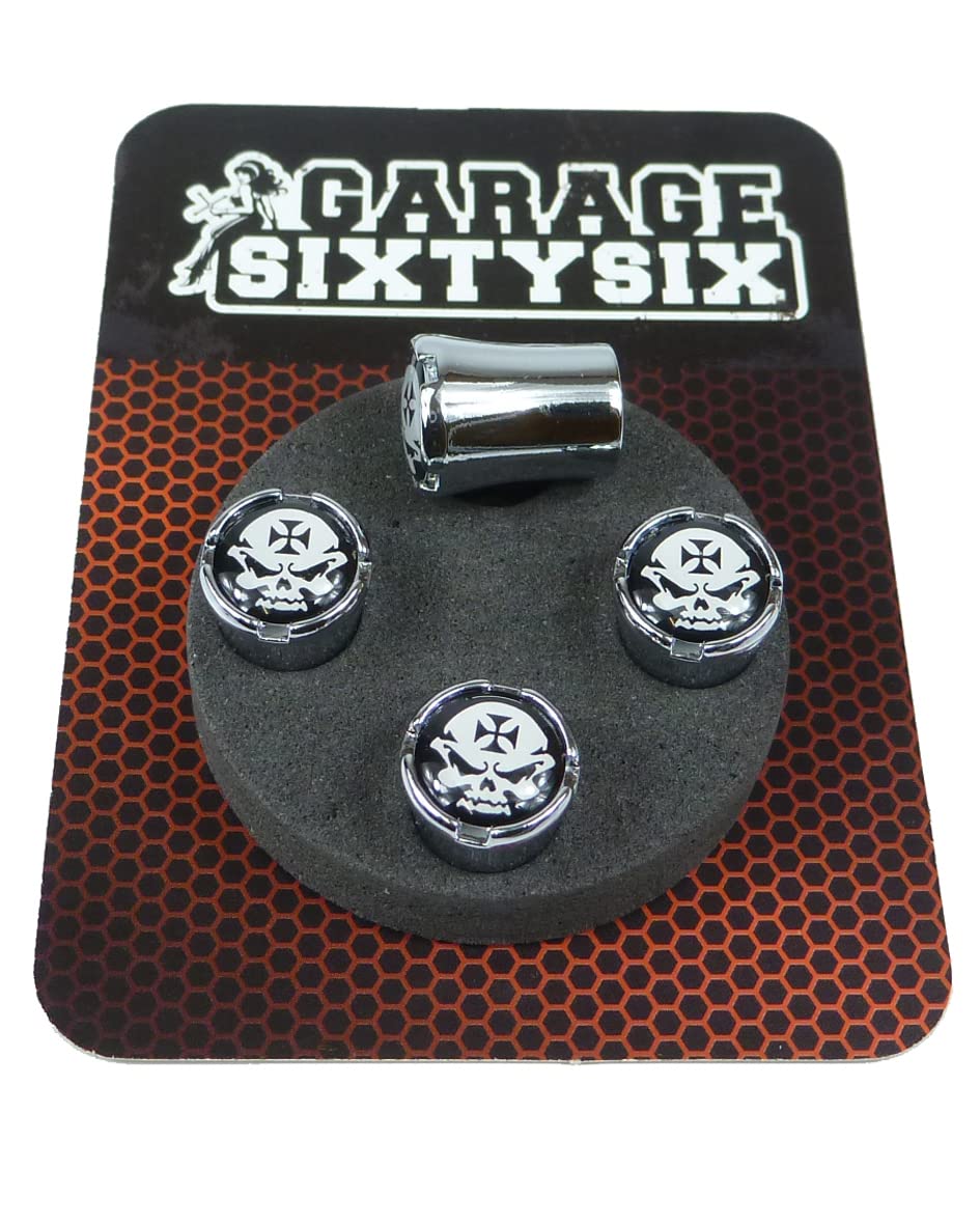 Garage-SixtySix Ventilkappen Skull Iron Cross Modell Milwaukee Chrom von Garage-SixtySix