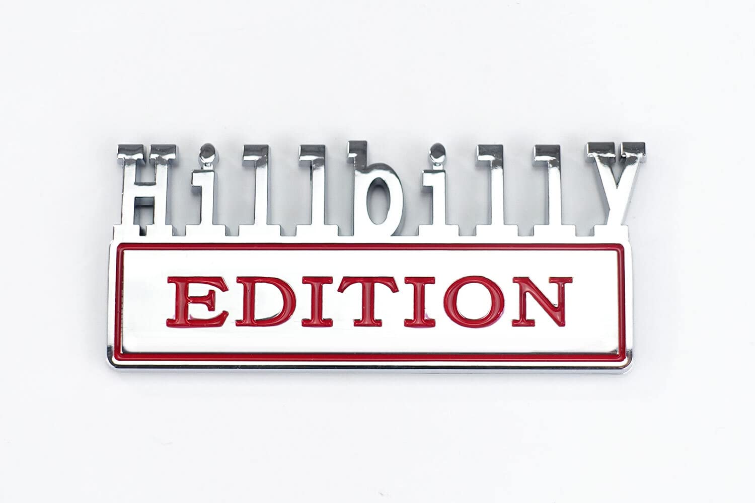 Hillbilly Edition | Emblem zum Kleben | 3D Kunststoff Aufkleber | Chrom/Rot von Garage-Sixtysix.com