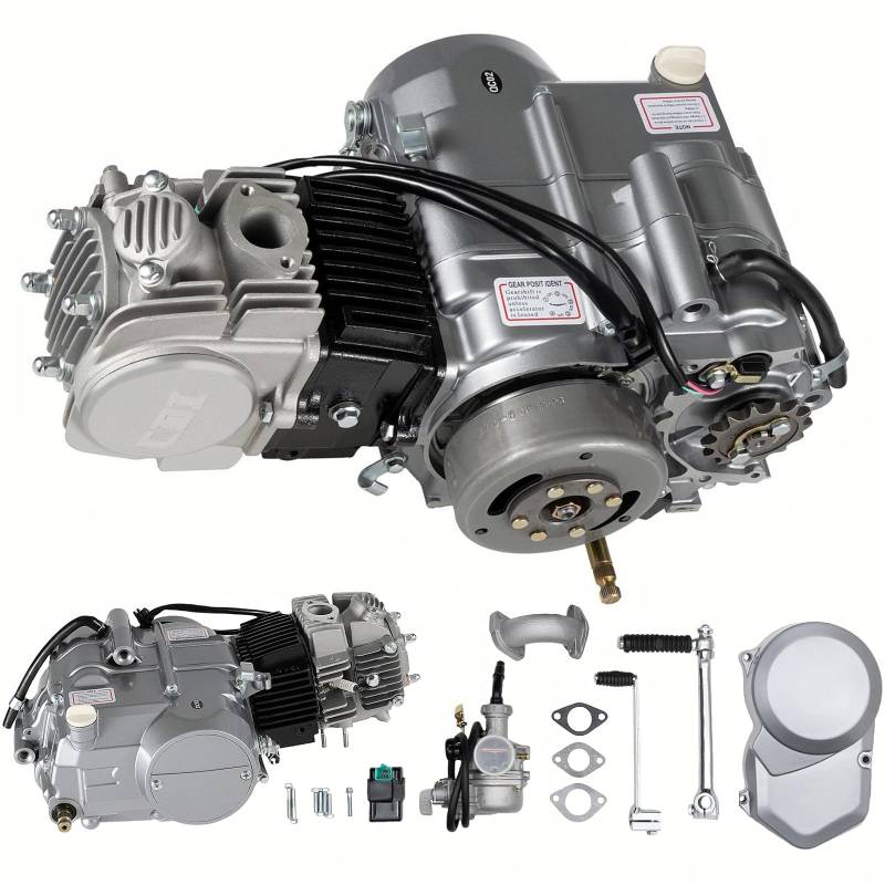 Garbenat 125ccm Motor 4-Takt Pit Bike Motor 4 Gang Dirt Bike Motor Gokart Motor mit Kickstarter CDI-Zündsystem & Handbetätigter Kupplung Einzylinder Motorrad Motor Kit für ATV Pit Bike CRF50 XR50 von Garbenat
