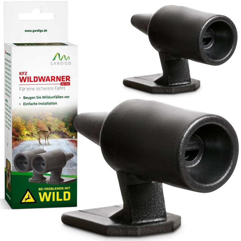 GARDIGO® Wildwarner für Auto - 2er Set | Auto Zubehör zum Schutz vor Wildunfall und Wildschaden | Wildschreck gegen Hirsch REH Hase Fuchs Wildschwein | Selbstklebender Unfallschutz Signalpfeife von Gardigo