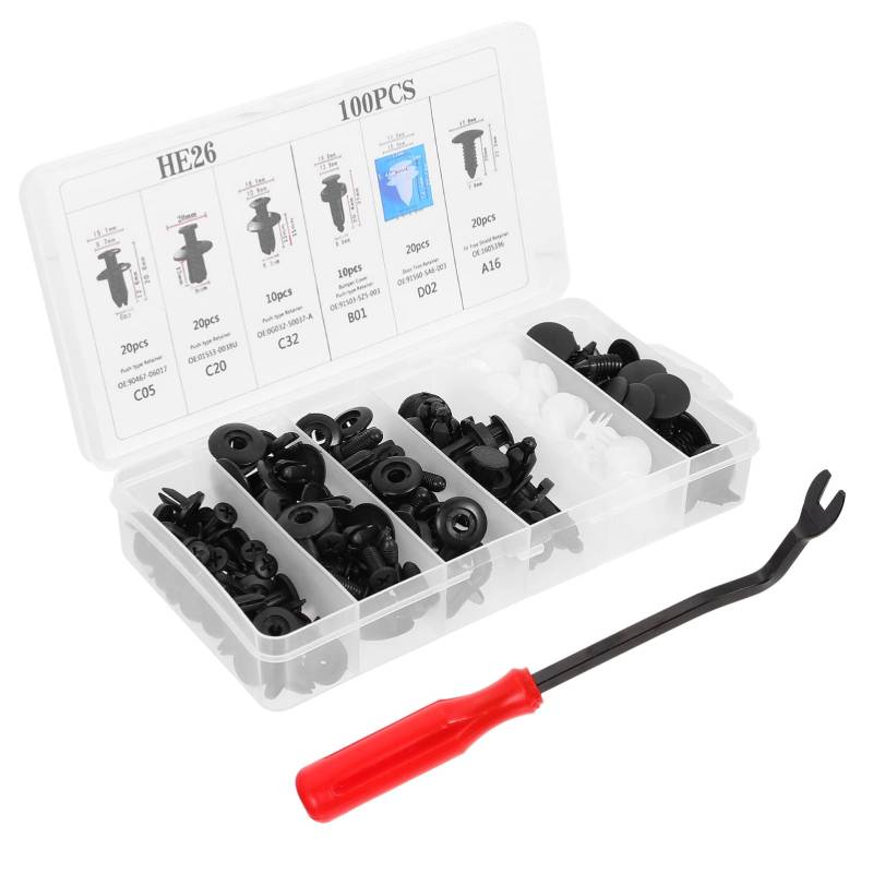 Garneck 100Stücke Auto Push Befestigungselemente Clips aus Hochwertigem für Türverkleidung Stoßstangen und Mehr Demontage Werkzeug Langlebig von Garneck
