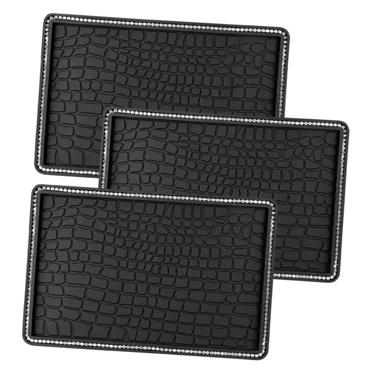 Garneck 3 Stücke PVC Bling Auto Matten Strass Auto Dashboard Matte Anti Slip Dashboard Pad Schwarz Garneck 3 Stücke PVC Bling Auto Matten Strass Auto Dashboard Matte Anti Slip Dashboard Pad Schwarz von Garneck