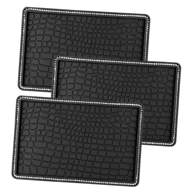 Garneck 3 Stücke PVC Bling Auto Matten Strass Auto Dashboard Matte Anti Slip Dashboard Pad Schwarz von Garneck