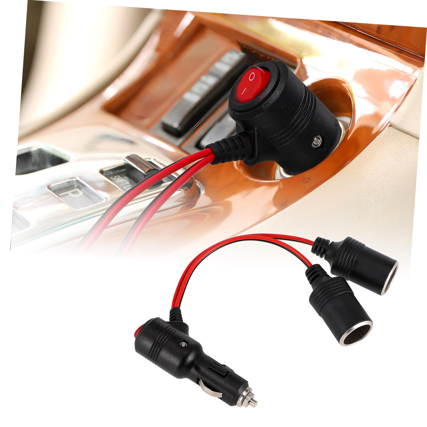 Garneck Auto Zigarettenanzünder Adapter mit Schalter zu Adapter für Kfz Zigarettenanzünder Ladeanschluss Langlebiges Verlängerungskabel für Fahrzeuge Kompakte Bauweise von Garneck