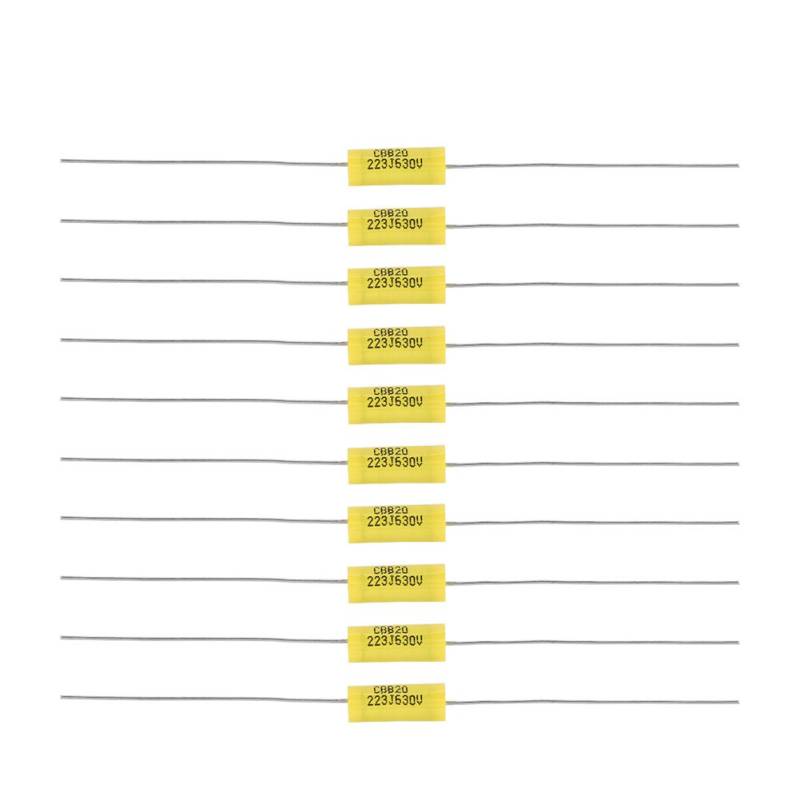 10 Stück Axial Polyesterfolie Kondensator Mylar Polyesterfolie Kondensator Sortiment Kit mit langem Kabel 0,022uF 630V für Radioverstärker von Garosa