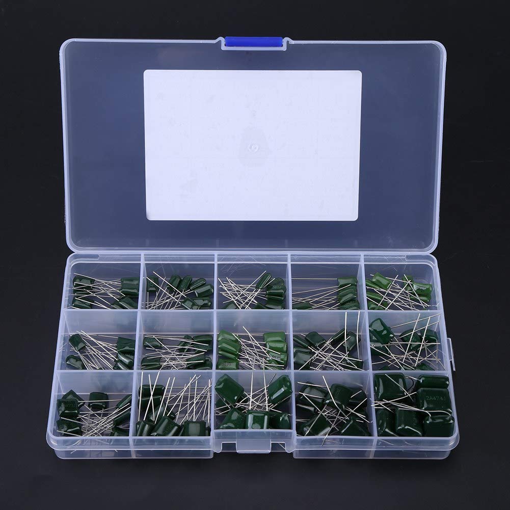 150 Stücke 100 V 15 Wert Film Kondensator Set 0,33 nF-470 nF Assorted Kondensator Kit 100 V Polyester Kondensator Pack Elektronische Komponenten Kondensatoren Sortiment Kit Box Toleranz 5% 150 Stücke 100 V 15 Wert Film Kondensator Set 0,33 nF-470 nF Assorted Kondensator Kit 100 V Polyester Kondensator Pack Elektronische Komponenten Kondensatoren Sortiment Kit Box Toleranz 5% von Garosa
