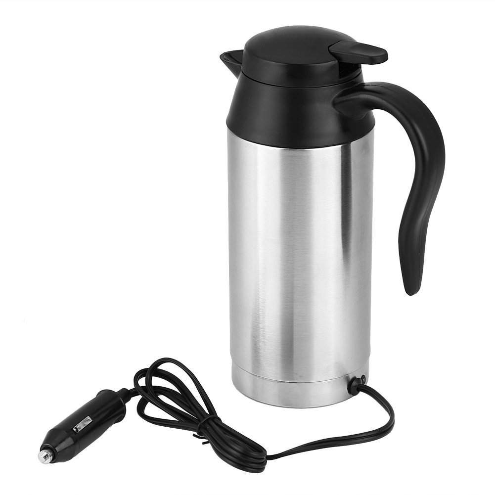 750ml Auto Wasserkocher, 12V Elektrischer Wasserkocher Edelstahl Reisewasserkocher für Wasser Kaffee Getränke Heizung, Übernehmen Sie Eine Verbesserte Isolationstechnologie Edelstahl Wasserkocher von Garsent