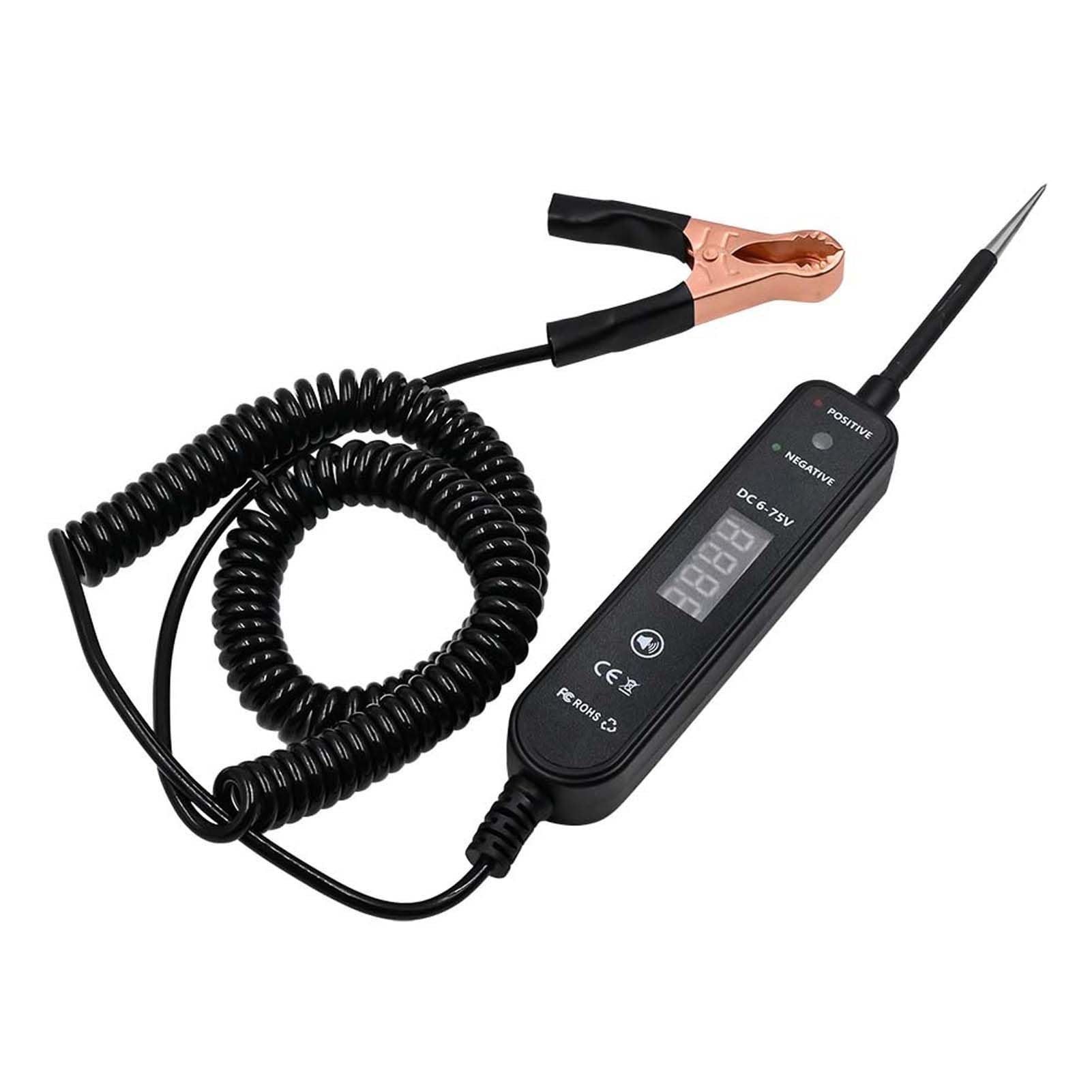 Garsent Kfz -Testlicht mit 6 Bis 75 -V -LED -Digitalspannungsanzeige, Leitertester mit Spannungserkennung, Polarität und Kontinuitätsprüfer, Elektrischer Teststift für Autoprüfer (Black) von Garsent